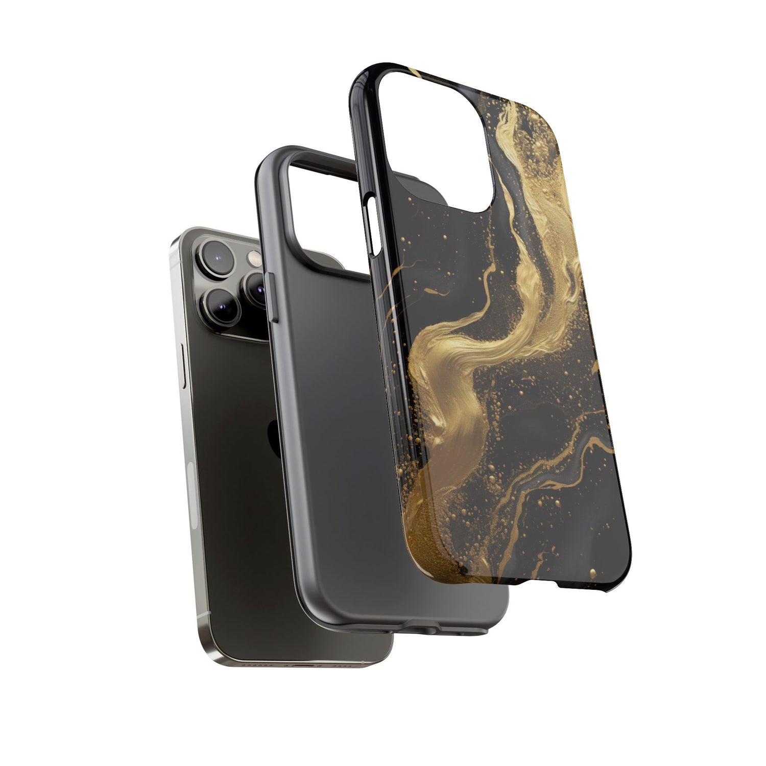 Golden Flow - Black &amp; Gold Marble Luxe Phone Case