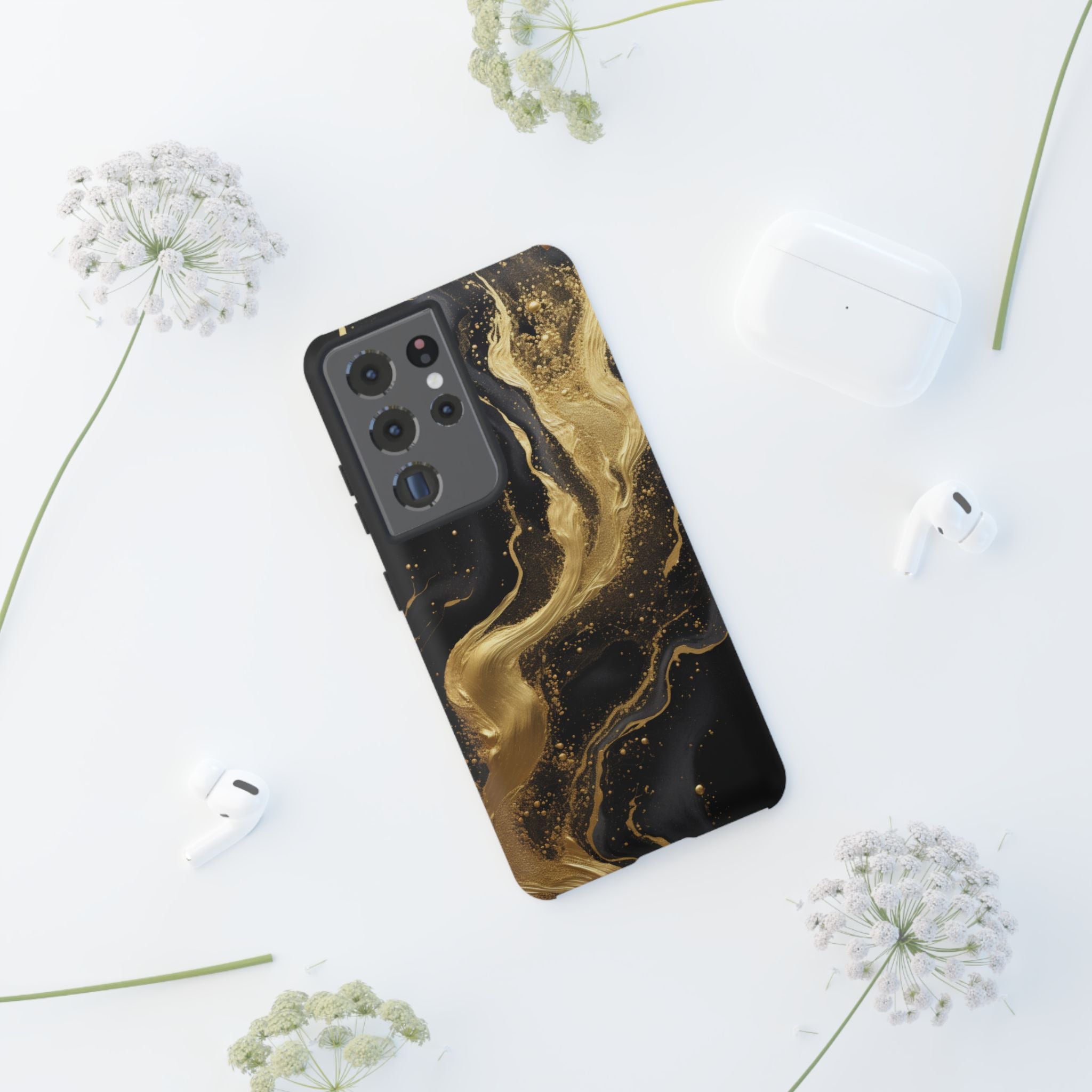 Golden Flow - Black &amp; Gold Marble Luxe Phone Case
