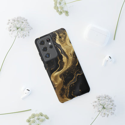 Golden Flow - Black &amp; Gold Marble Luxe Phone Case