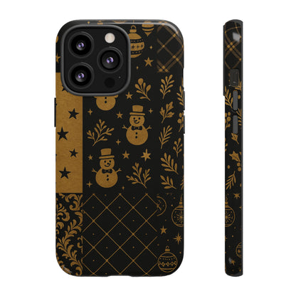Black Festive Phone Case | Christmas Gift | Holiday Decor | Snowman Design | Tough Cases | Winter Celebration iPhone 13 Pro Glossy