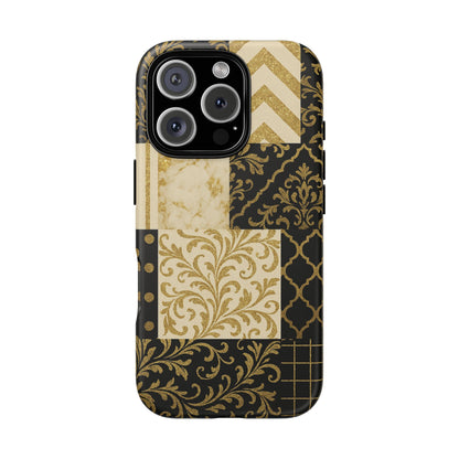 Phone Case, Luxury Black and Gold Festive Design for Christmas Gift, Holiday Decor, Tough Cases, Winter Celebration, Elegant iPhone Cover iPhone 16 Pro Matte