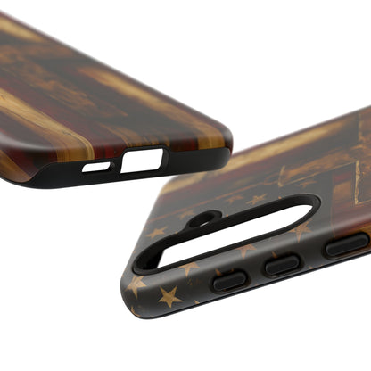 Forged in Faith Phone Case - Rustic Gold Cross &amp; American Flag | Patriotic Christian Case for iPhone, Samsung &amp; Pixel