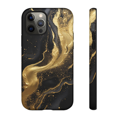 Golden Flow - Black &amp; Gold Marble Luxe Phone Case iPhone 12 Pro Matte