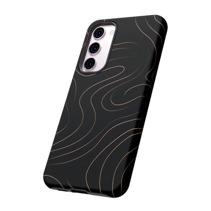 Noir Topograph - Black Minimalist Line Art Phone Case