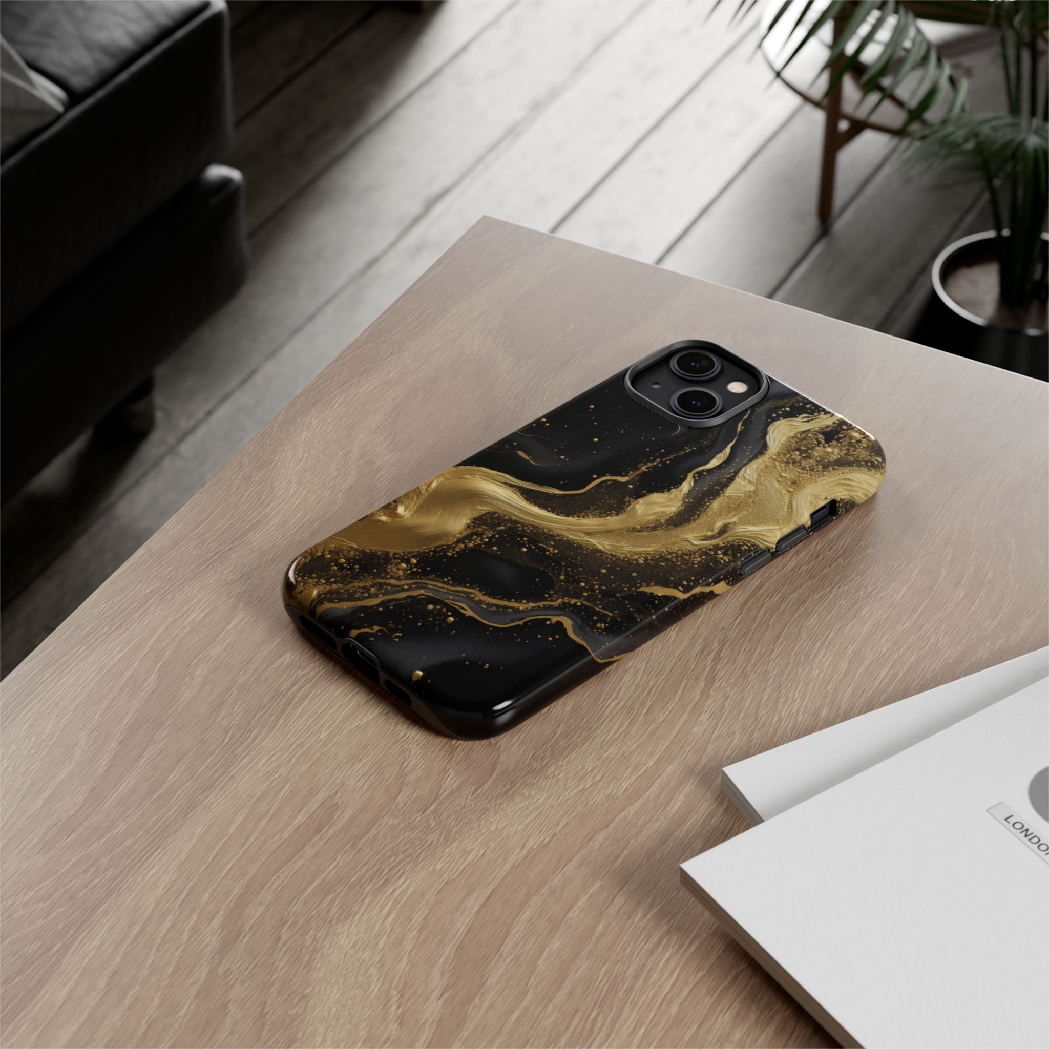Golden Flow - Black &amp; Gold Marble Luxe Phone Case