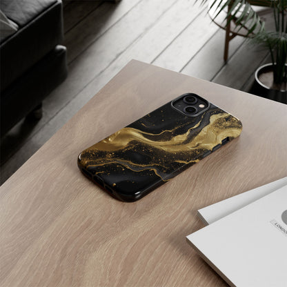 Golden Flow - Black &amp; Gold Marble Luxe Phone Case