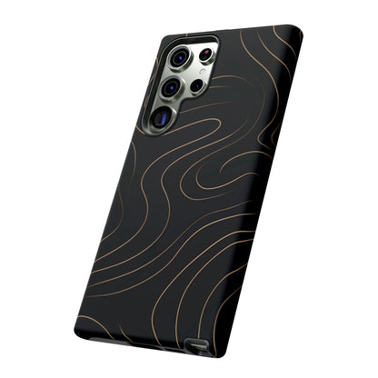 Noir Topograph - Black Minimalist Line Art Phone Case