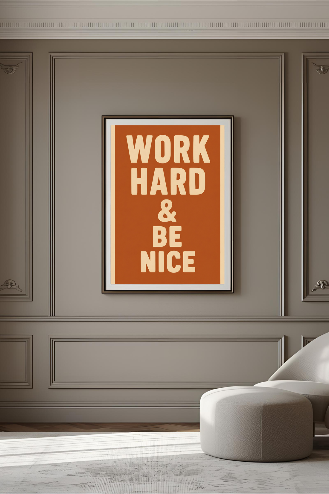 Work Hard Be Nice Poster - Watercolour Motivational Print | Office & Study Wall Art