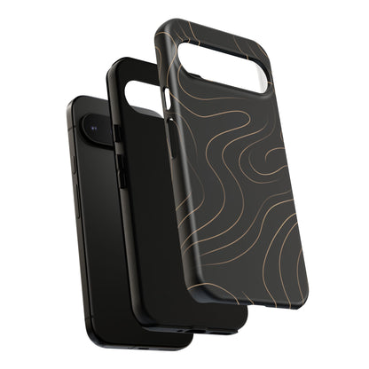 Noir Topograph - Black Minimalist Line Art Phone Case