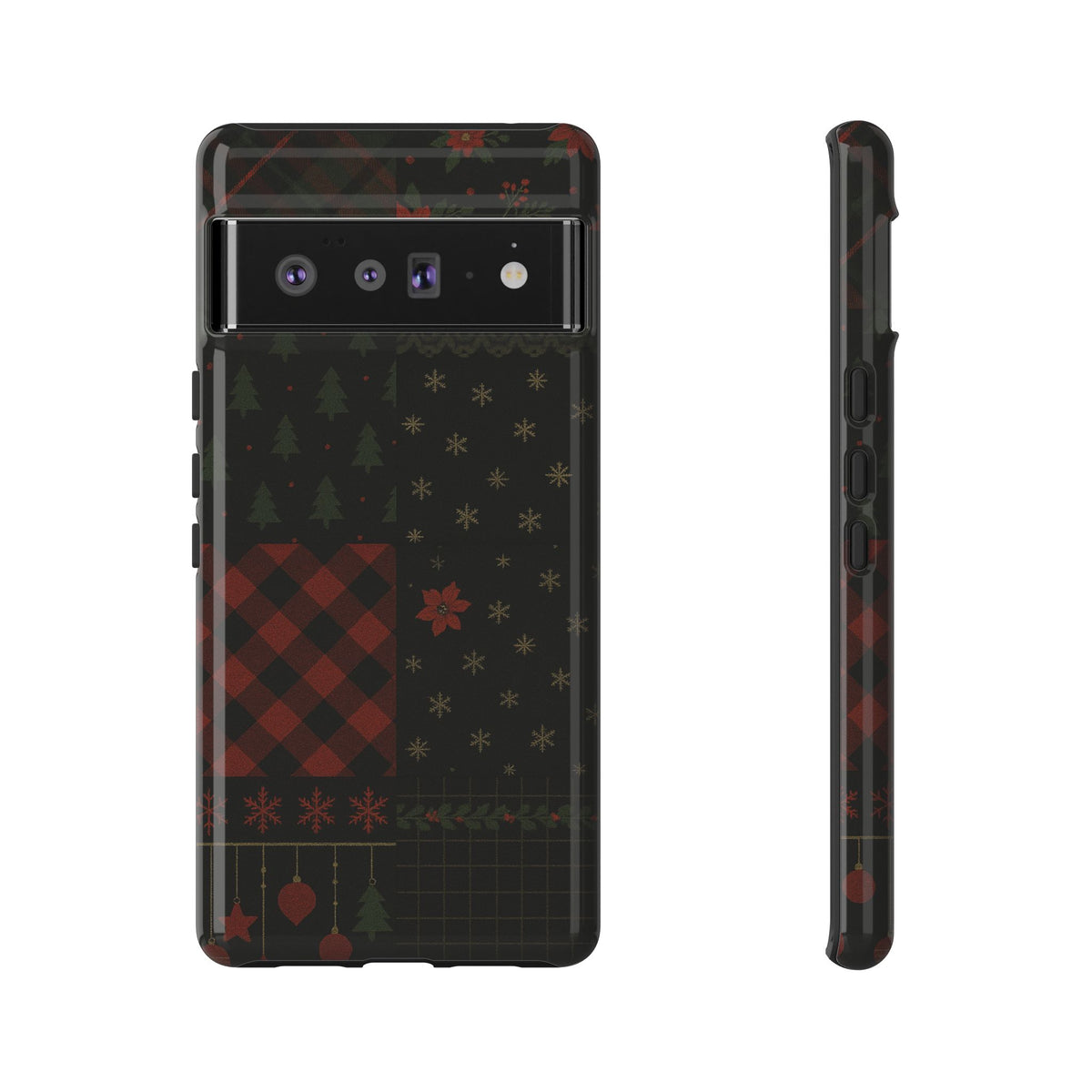Black Festive Phone Case - Christmas Phone Cover - Tough Design Google Pixel 6 Pro Glossy