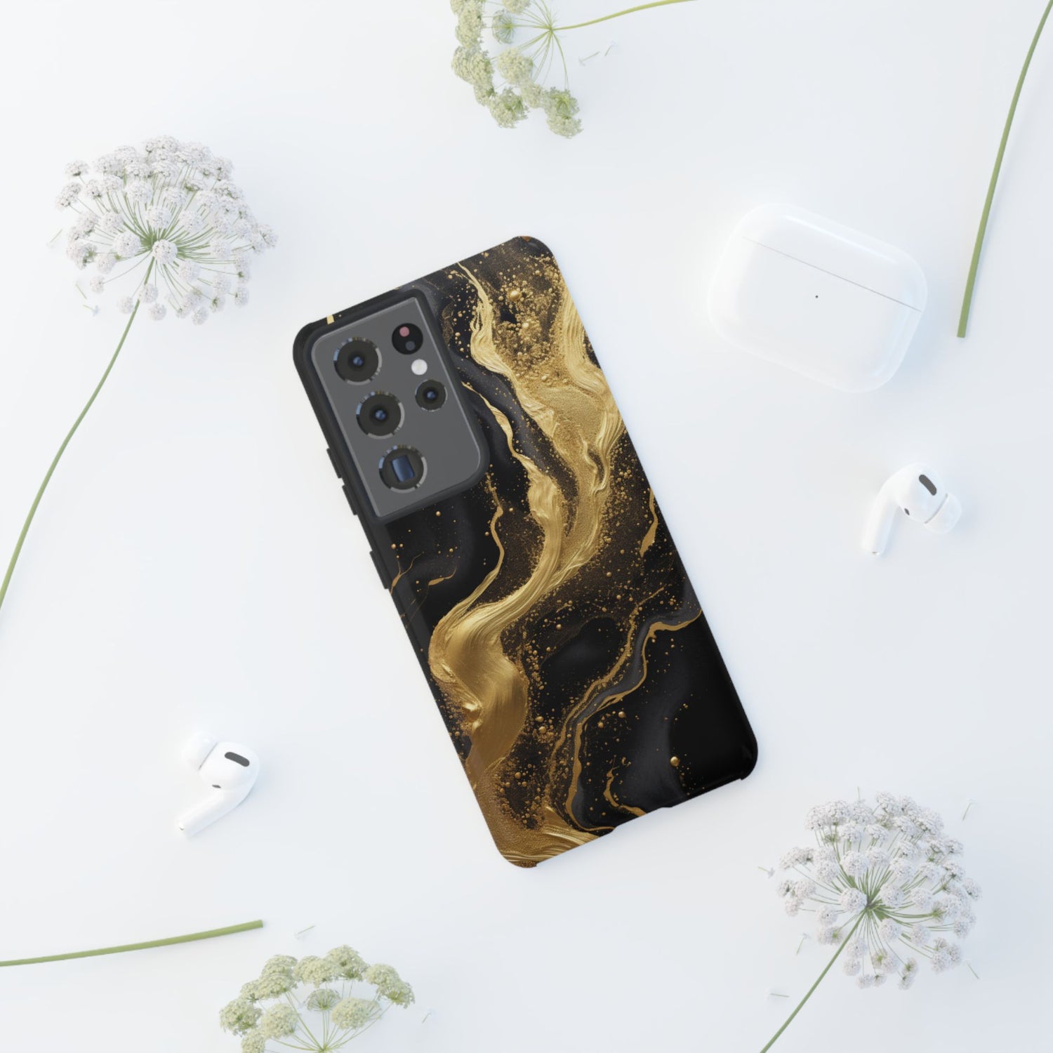 Golden Flow - Black &amp; Gold Marble Luxe Phone Case