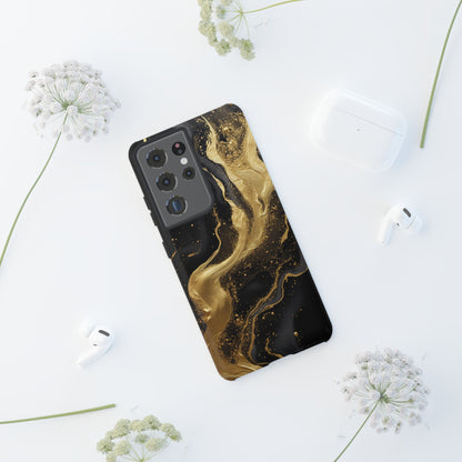 Golden Flow - Black &amp; Gold Marble Luxe Phone Case