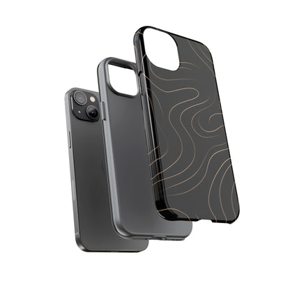 Noir Topograph - Black Minimalist Line Art Phone Case