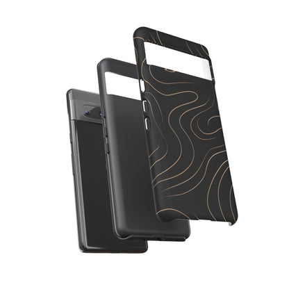 Noir Topograph - Black Minimalist Line Art Phone Case
