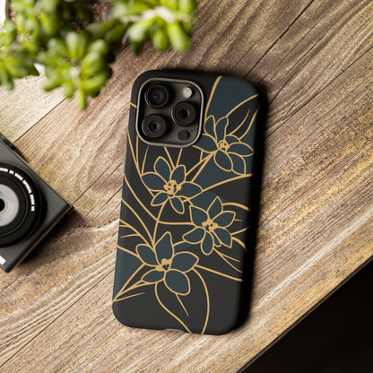 Golden Bloom - Elegant Floral Line Art Phone Case