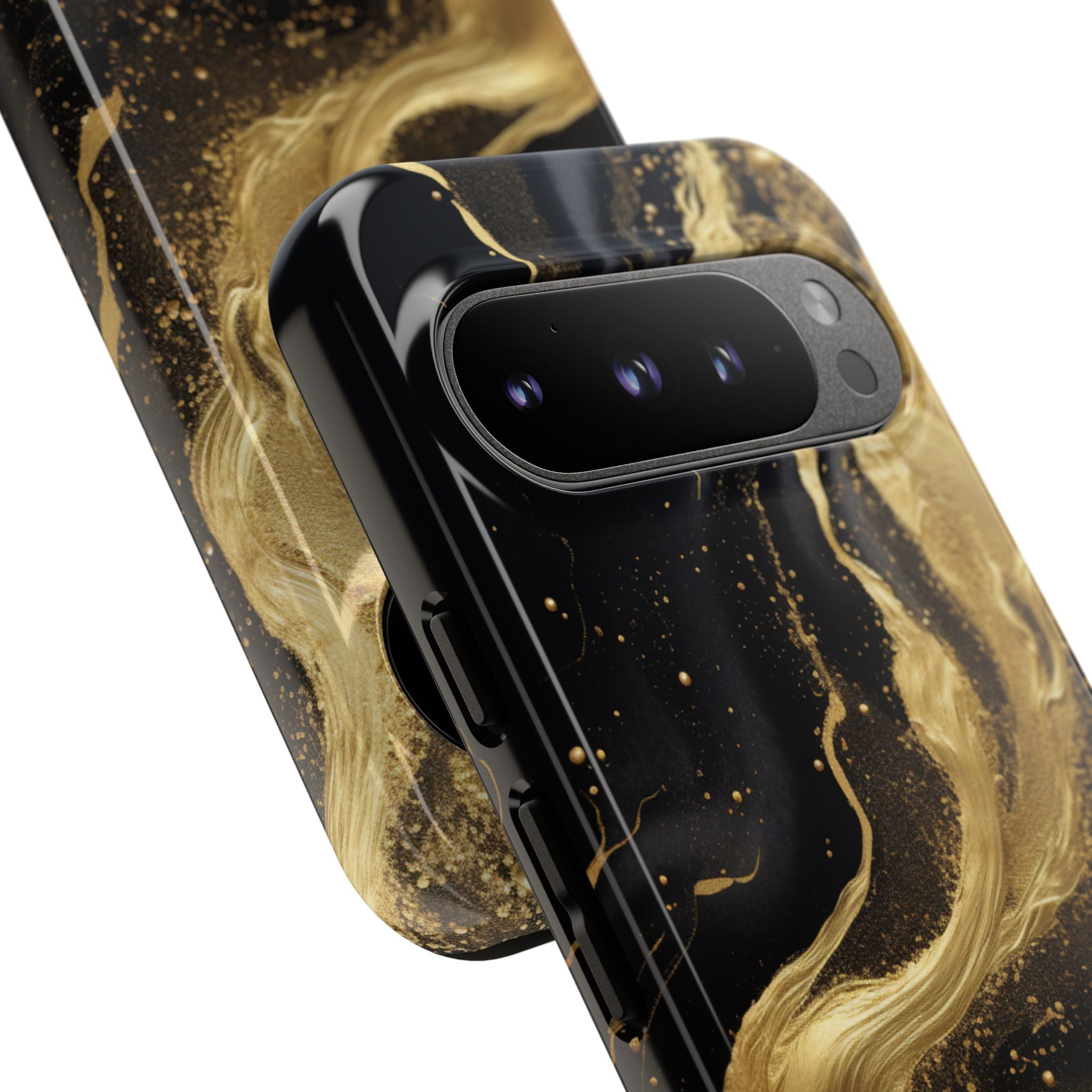 Golden Flow - Black &amp; Gold Marble Luxe Phone Case