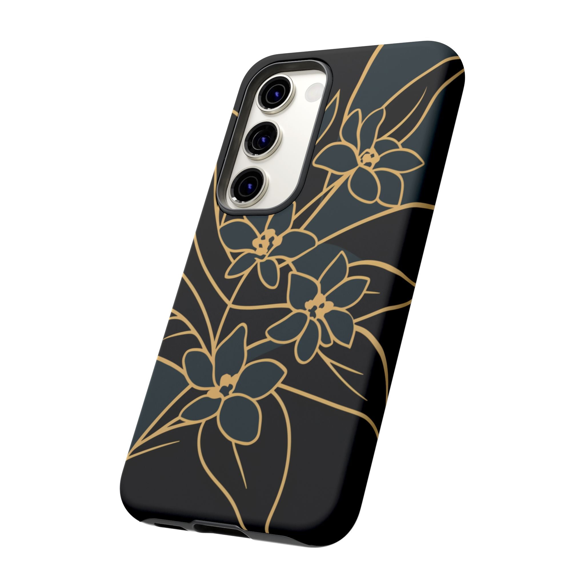 Golden Bloom - Elegant Floral Line Art Phone Case