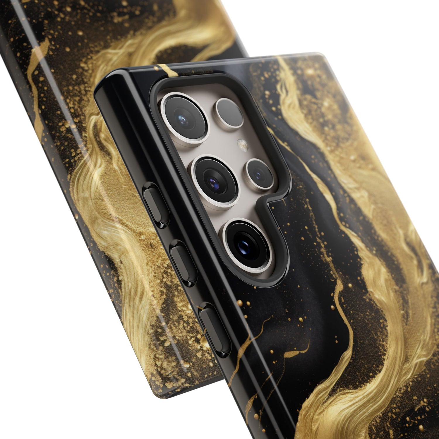 Golden Flow - Black &amp; Gold Marble Luxe Phone Case