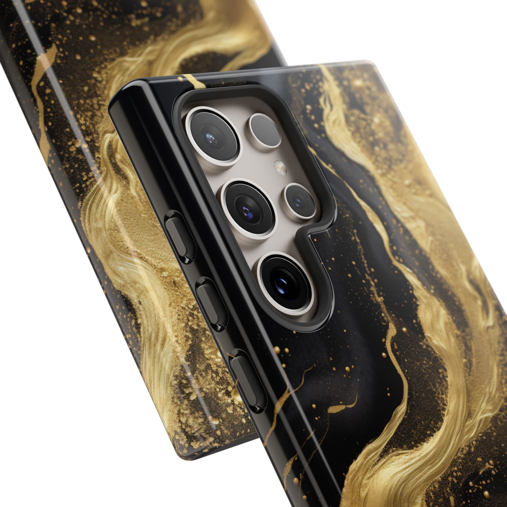 Golden Flow - Black &amp; Gold Marble Luxe Phone Case