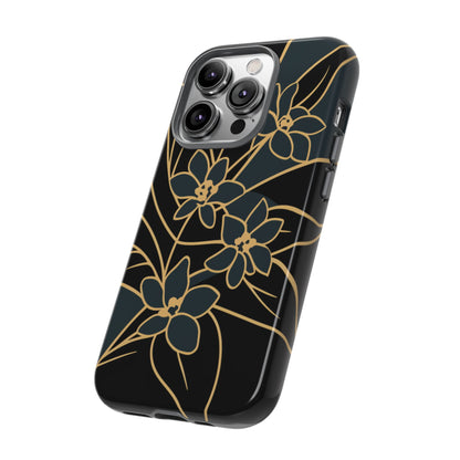 Golden Bloom - Elegant Floral Line Art Phone Case