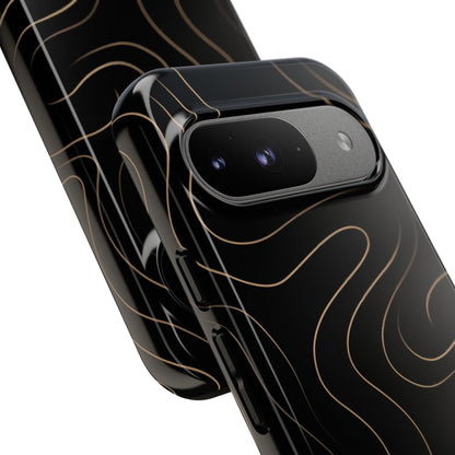 Noir Topograph - Black Minimalist Line Art Phone Case
