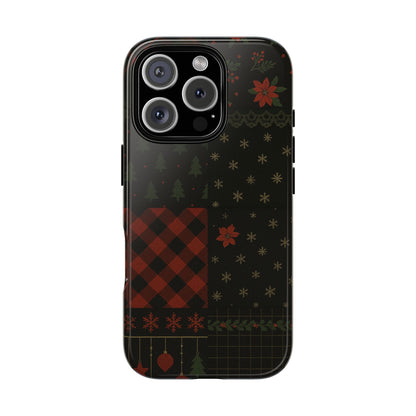 Black Festive Phone Case - Christmas Phone Cover - Tough Design iPhone 16 Pro Glossy