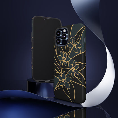Golden Bloom - Elegant Floral Line Art Phone Case