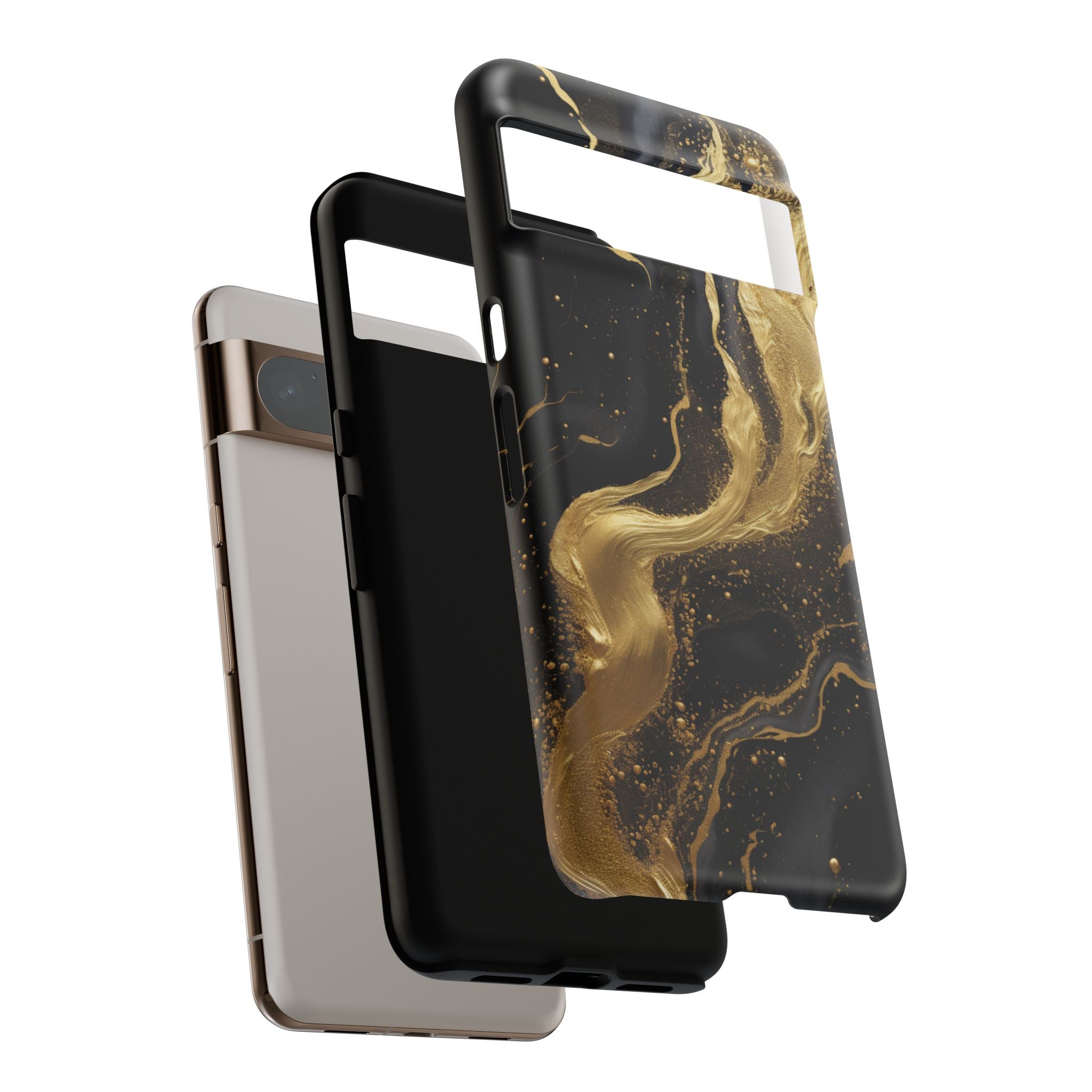 Golden Flow - Black &amp; Gold Marble Luxe Phone Case