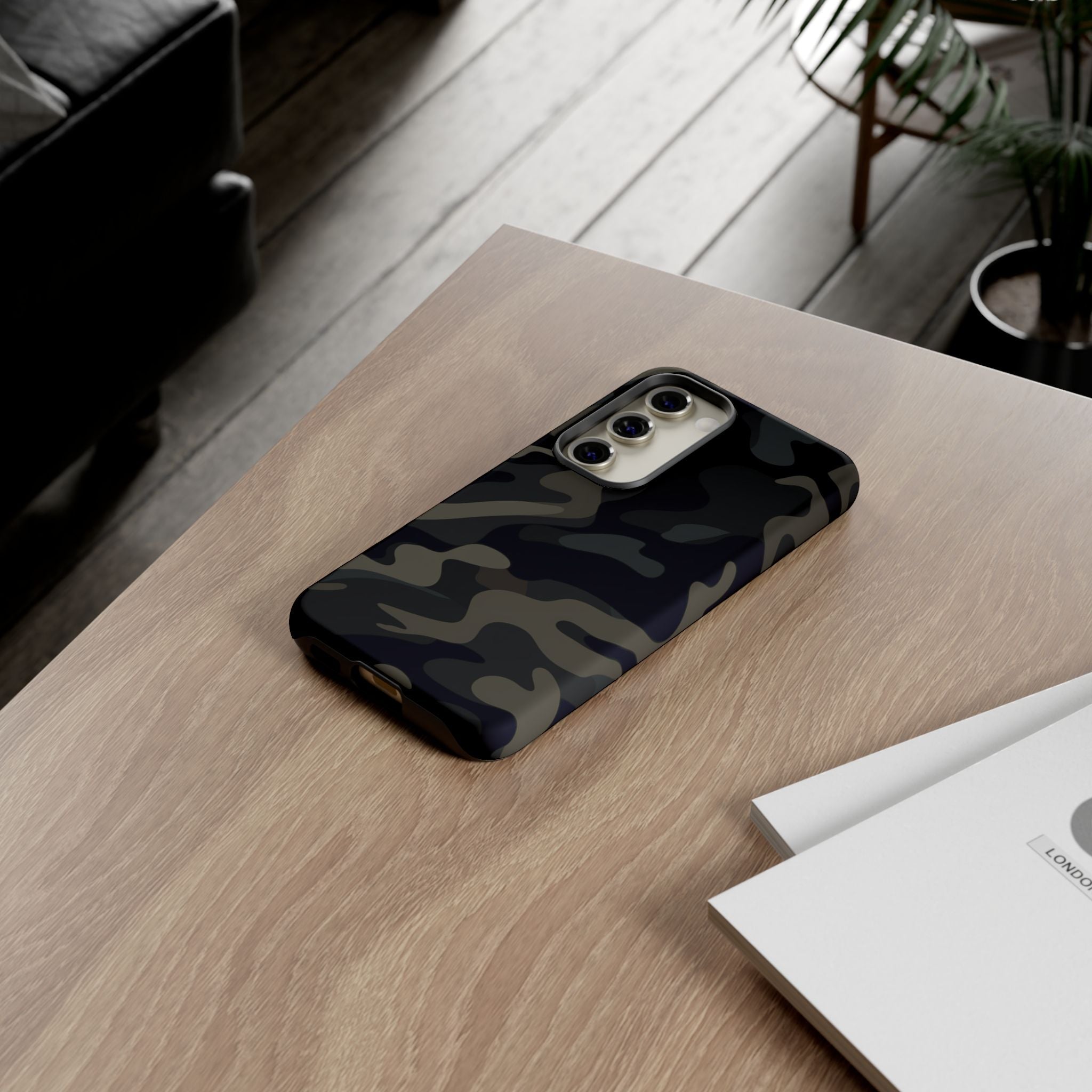 Black Camouflage Phone Case for iPhone, Samsung and Google Pixel