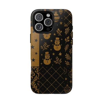 Black Festive Phone Case | Christmas Gift | Holiday Decor | Snowman Design | Tough Cases | Winter Celebration iPhone 16 Pro Max Glossy