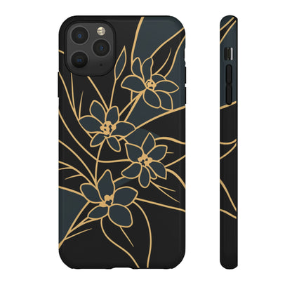 Golden Bloom - Elegant Floral Line Art Phone Case iPhone 11 Pro Max Glossy