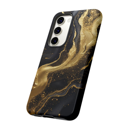 Golden Flow - Black &amp; Gold Marble Luxe Phone Case