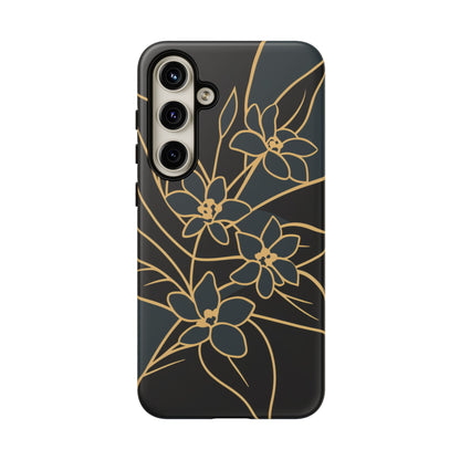 Golden Bloom - Elegant Floral Line Art Phone Case Samsung Galaxy S24 Plus Matte