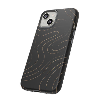 Noir Topograph - Black Minimalist Line Art Phone Case