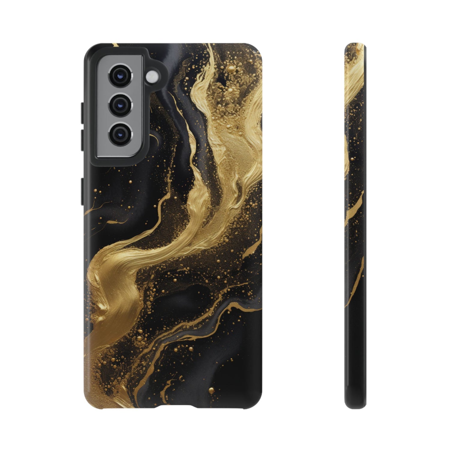 Golden Flow - Black &amp; Gold Marble Luxe Phone Case Samsung Galaxy S21 Glossy
