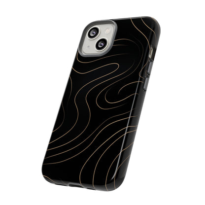 Noir Topograph - Black Minimalist Line Art Phone Case