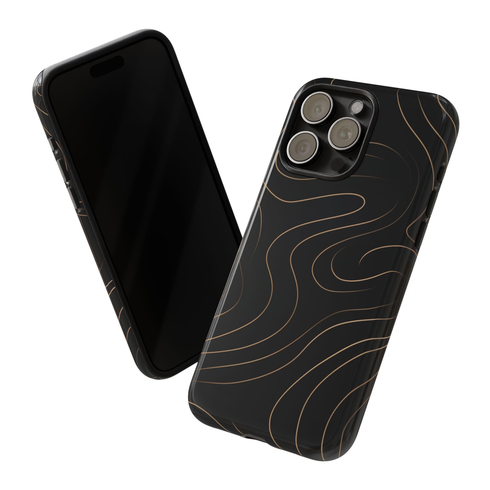 Noir Topograph - Black Minimalist Line Art Phone Case