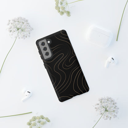 Noir Topograph - Black Minimalist Line Art Phone Case