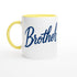 Brother Mug - Blue Brush Script Mug with Heart – Blue Calligraphy 11oz Coffee Cup – Gift for Brother, Birthday or Everyday Surprise Ceramic Yellow