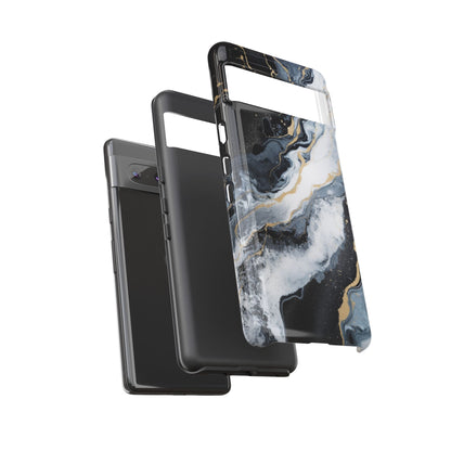 Celestial Marble Phone Case - Black &amp; Gold Swirl Design