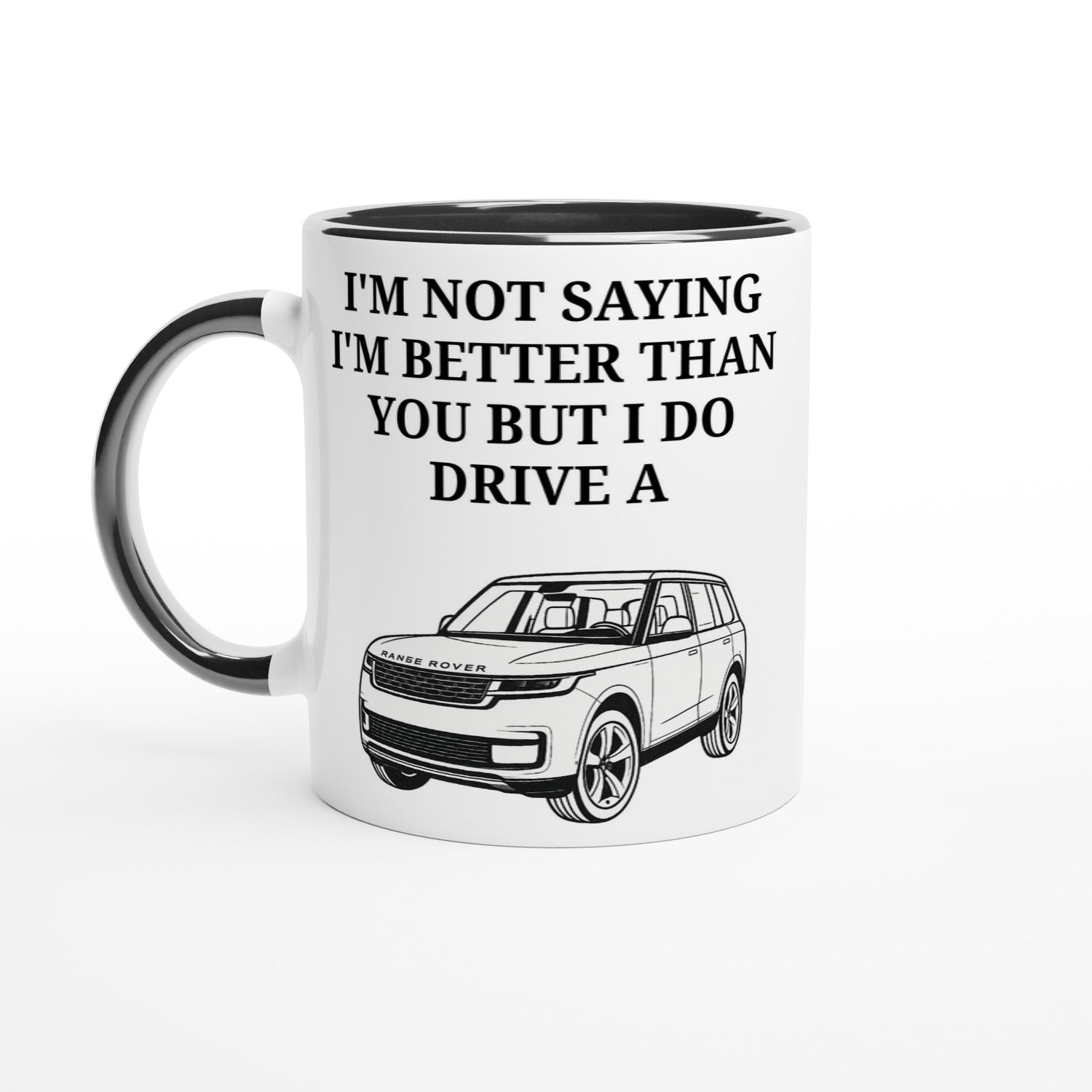 Funny Range Rover Mug – 11oz Luxury Car Driver Gift, Bold Statement Coffee Cup, Land Rover, Range Rover Gen 3 Lover Gift for Him or Her Ceramic Black