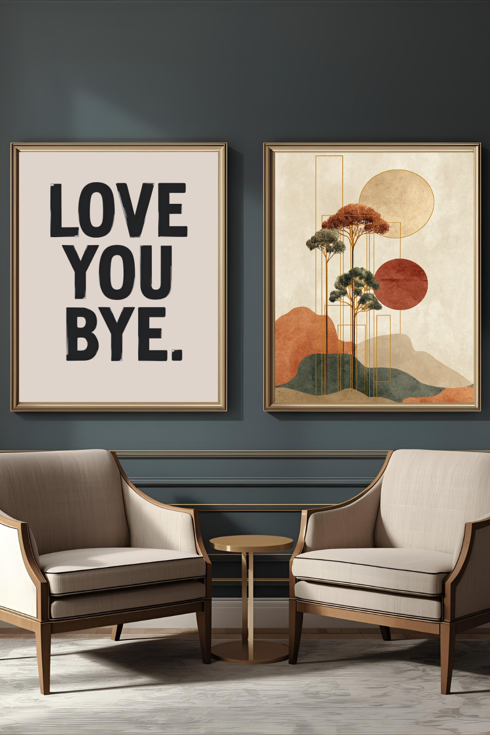 Love You Bye Typography Wall Art - Minimalist Quote Print
