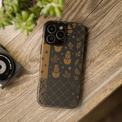 Black Festive Phone Case | Christmas Gift | Holiday Decor | Snowman Design | Tough Cases | Winter Celebration