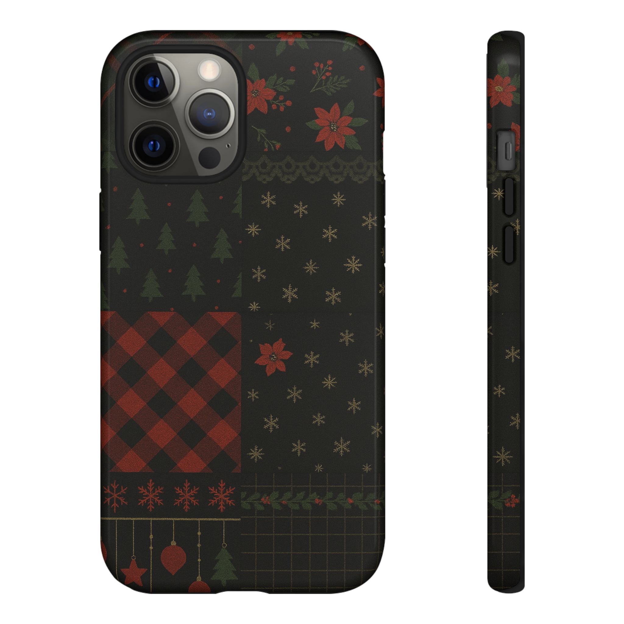 Black Festive Phone Case - Christmas Phone Cover - Tough Design iPhone 12 Pro Max Glossy