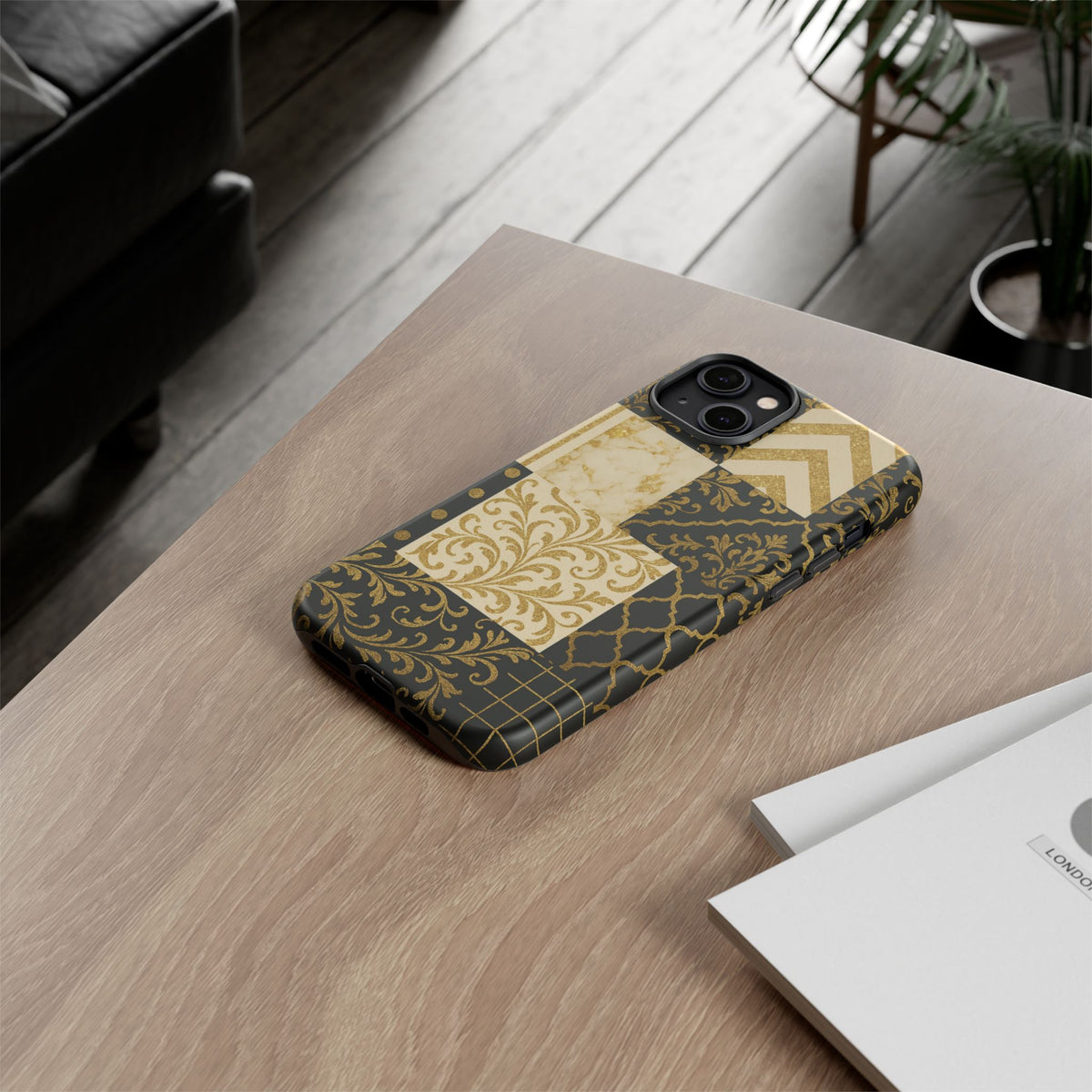 Phone Case, Luxury Black and Gold Festive Design for Christmas Gift, Holiday Decor, Tough Cases, Winter Celebration, Elegant iPhone Cover