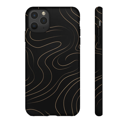 Noir Topograph - Black Minimalist Line Art Phone Case iPhone 11 Pro Max Matte