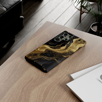 Golden Flow - Black &amp; Gold Marble Luxe Phone Case