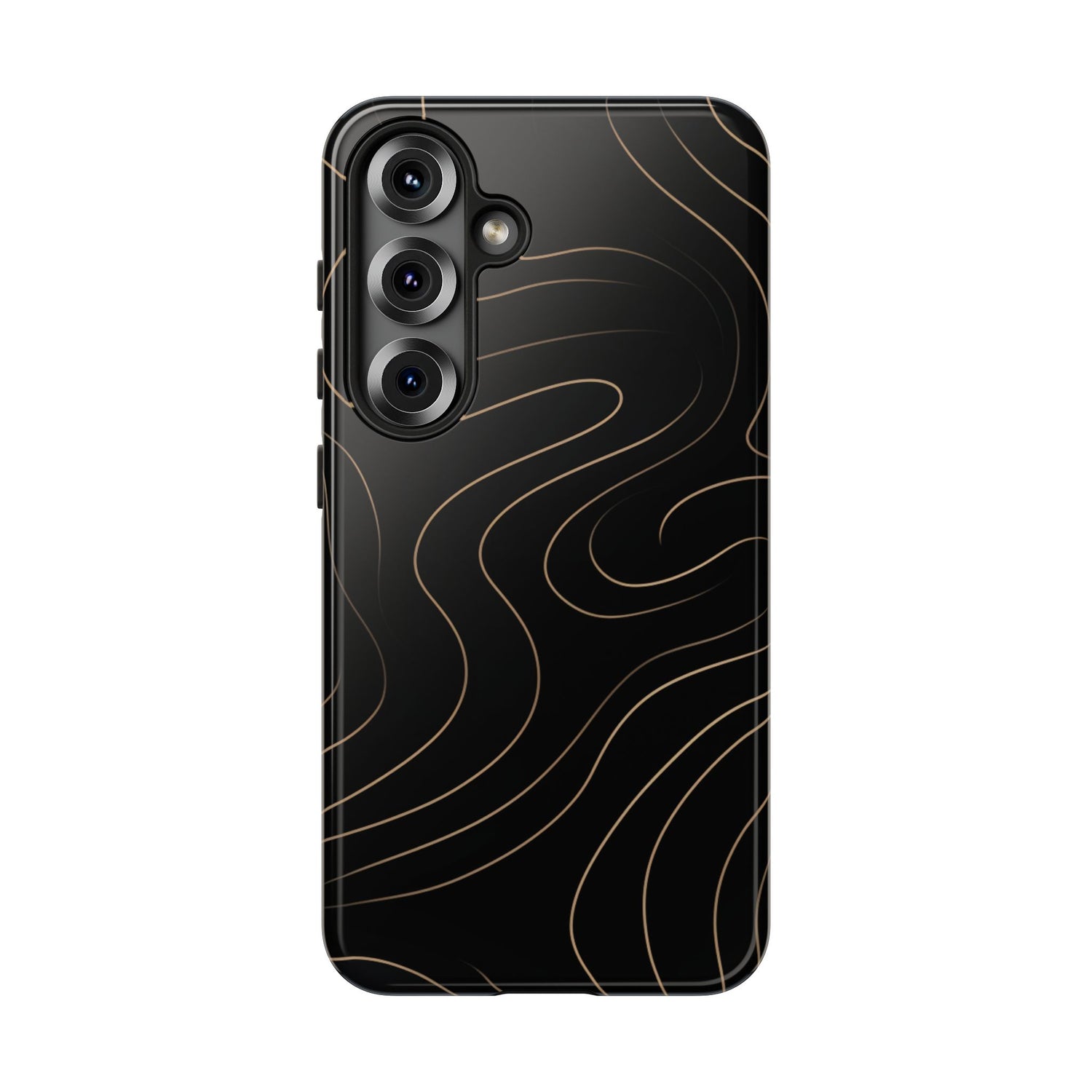 Noir Topograph - Black Minimalist Line Art Phone Case Samsung Galaxy S25 Glossy