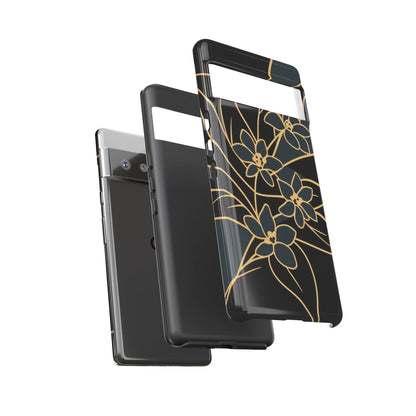 Golden Bloom - Elegant Floral Line Art Phone Case