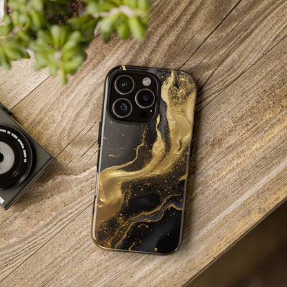 Golden Flow - Black &amp; Gold Marble Luxe Phone Case